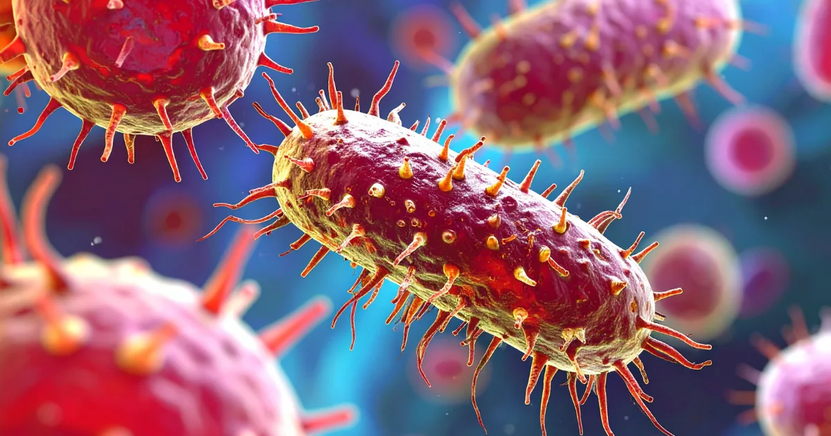 Microscopic view of harmful bacteria representing infection risk linked with chronic lifestyle diseases.